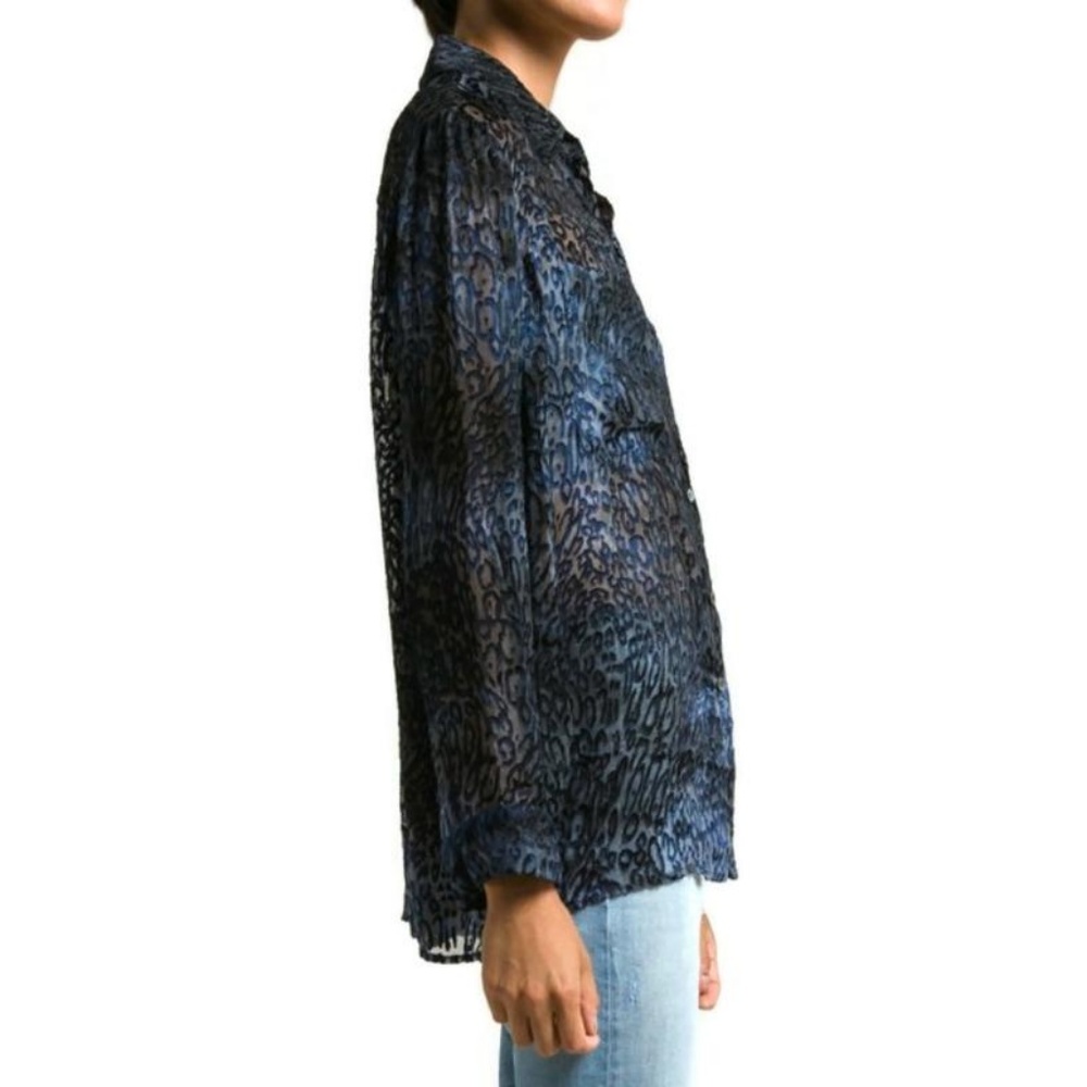 Raquel Allegra Cheetah BurnOut Front Pocket Blouse - Picture 2 of 8